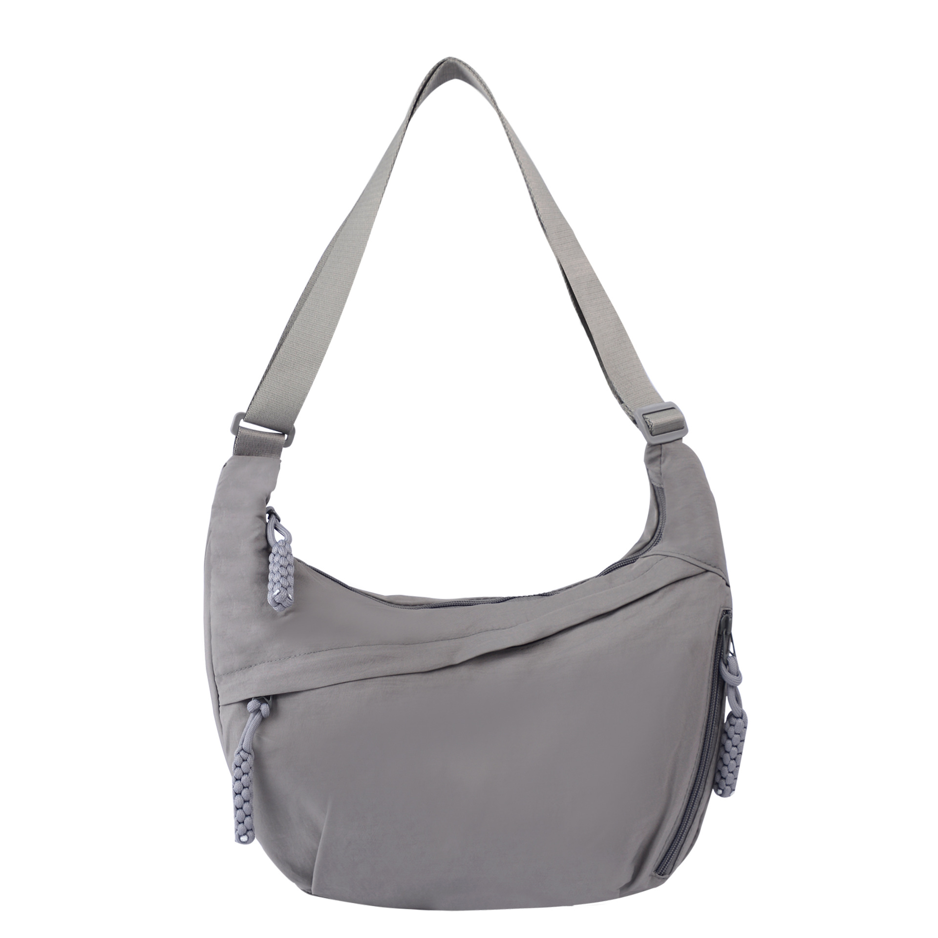 Nylon crossbody dumpling bag grey