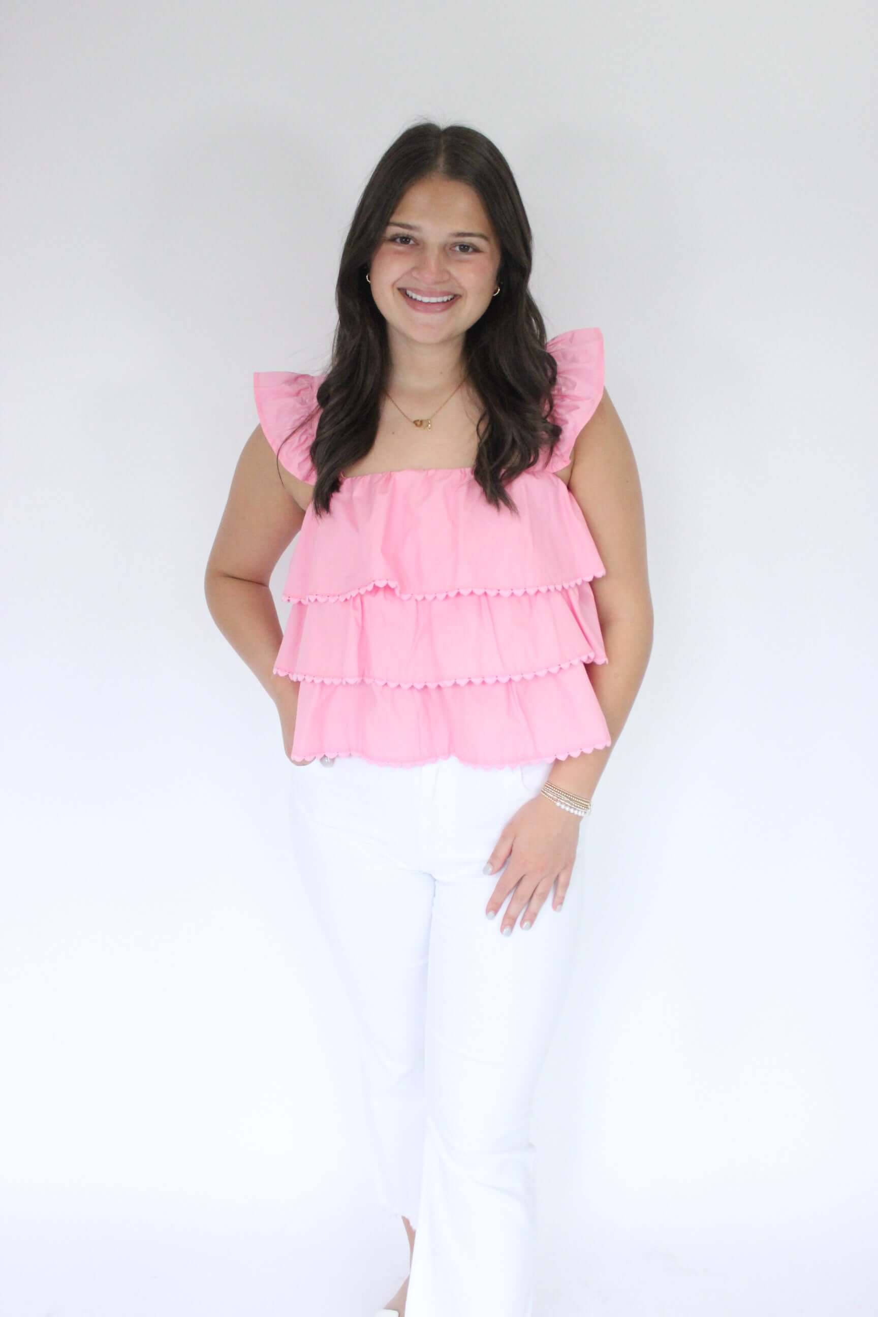Southern Sweetheart Tiered Ruffle Top - Pink