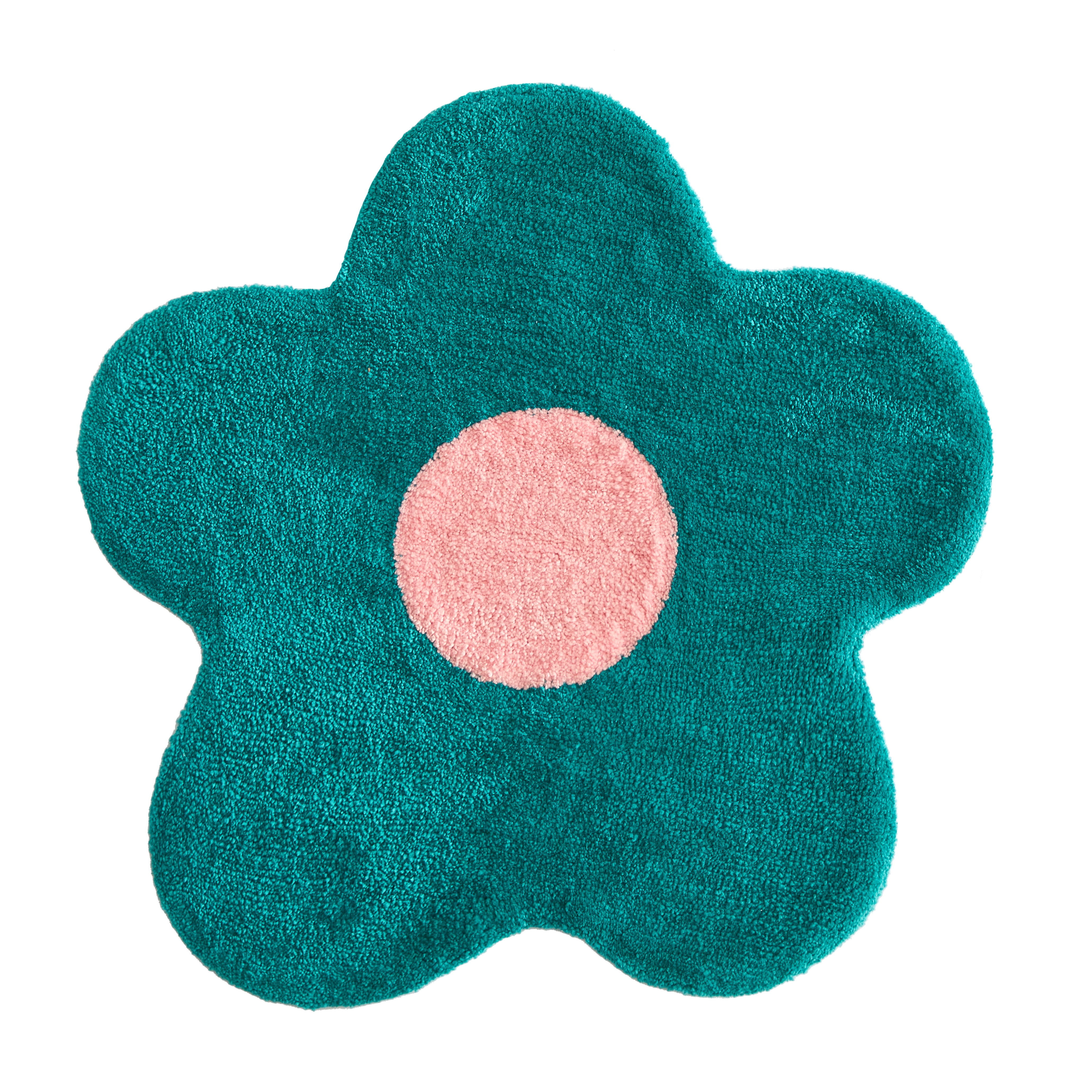 Small flower rug, blue green