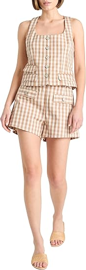 womens Gingham Denim  Short
