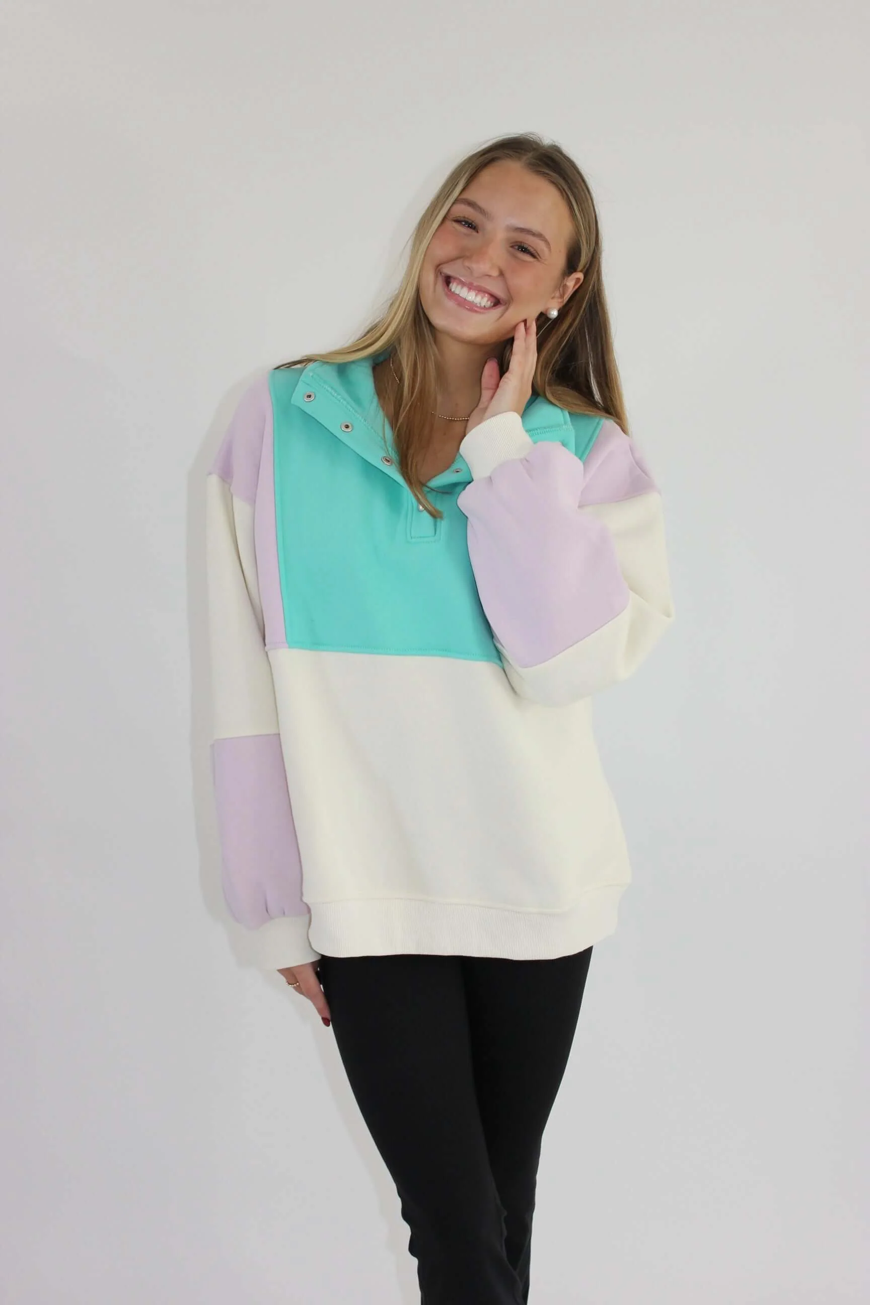 Sea-foam Color-block Pullover