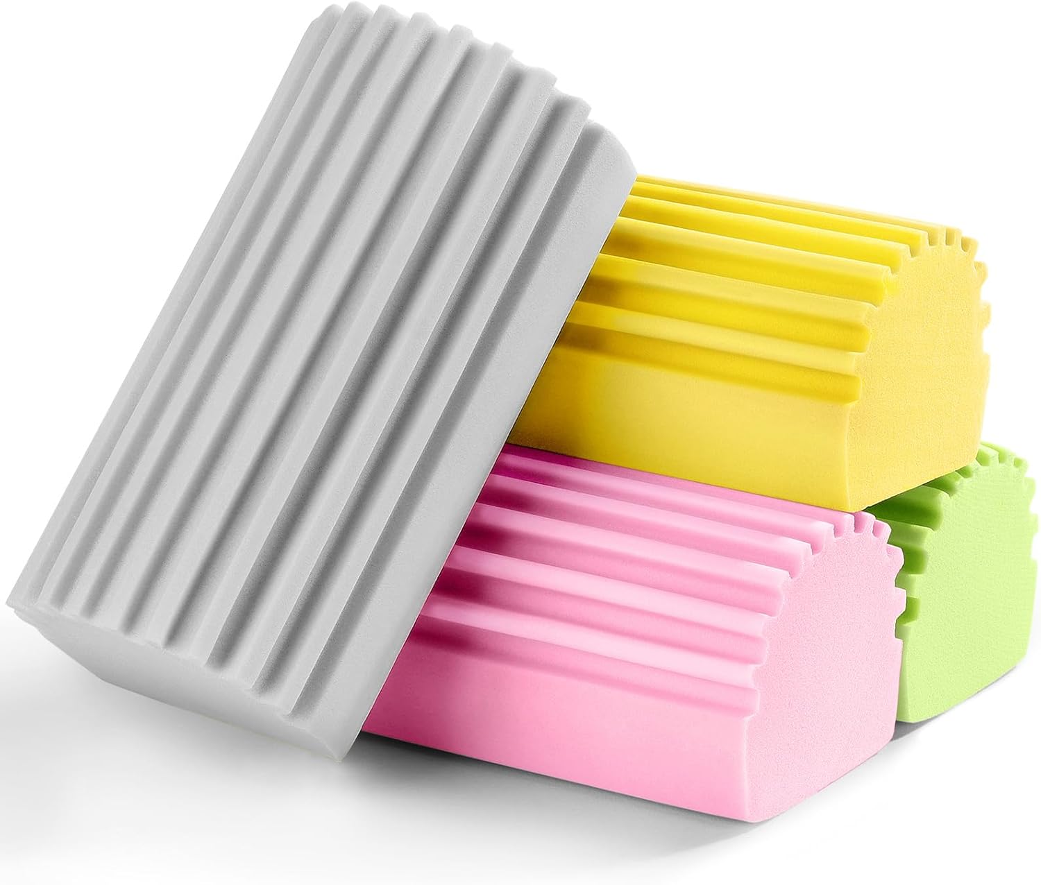 4-Pack Damp Clean Duster Sponge, Sponge Cleaning Brush, Duster for Cleaning Blinds, Glass, Baseboards, Vents, Railings, Mirrors,Window Track Grooves and Faucets（Gray）