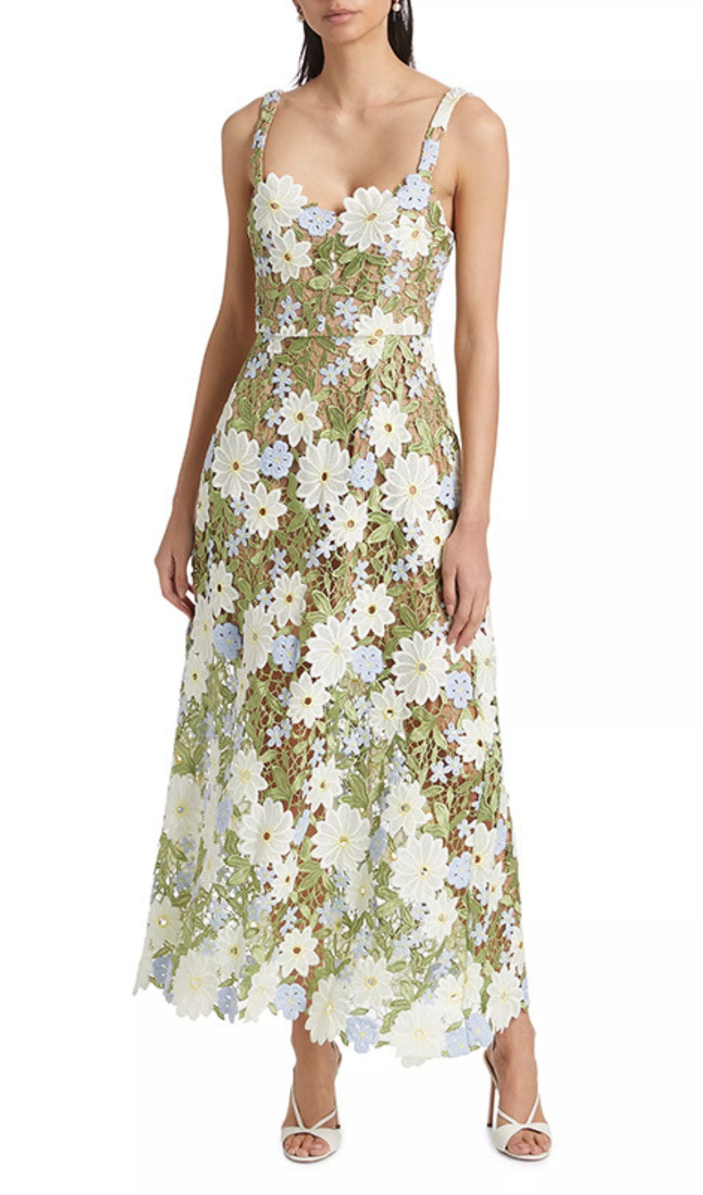 Diablo Green Strappy Flower Midi Dress