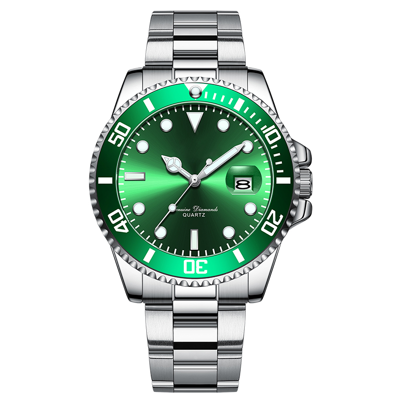 Luminous Waterproof Solid Steel Butterfly Buckle Quartz Men's Watch Calendar