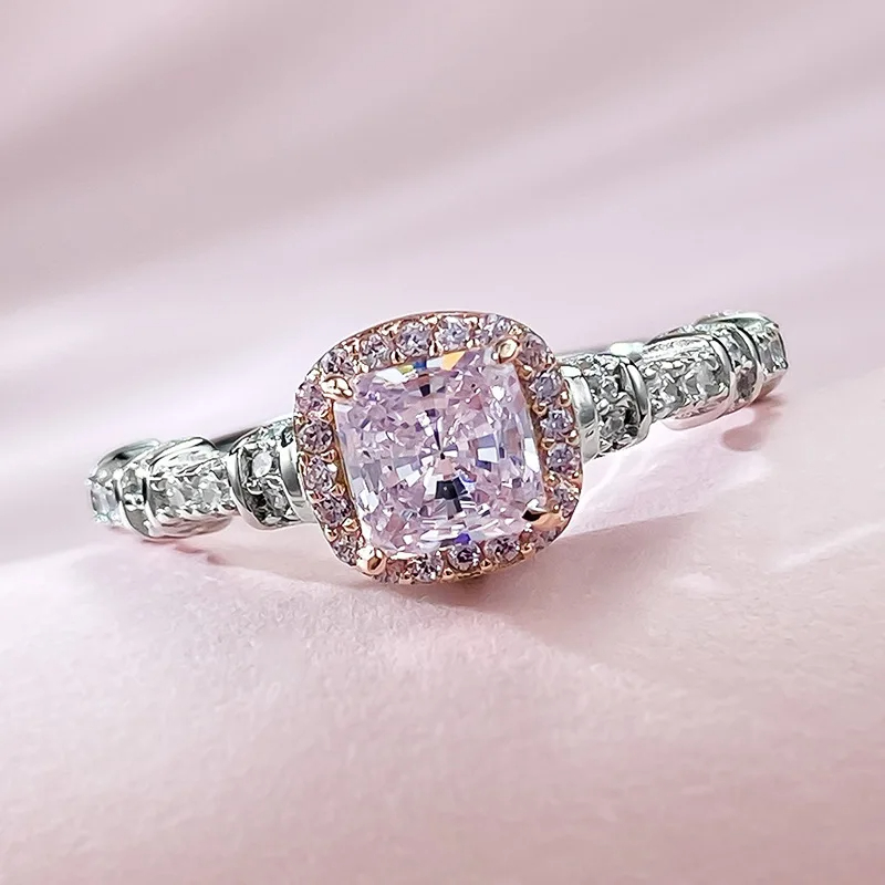 Pink Diamond Sparkling Ring Chain Ring