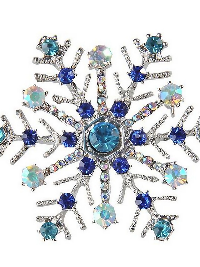 Women's AAA Cubic Zirconia Brooches Classic Flower Personalized Stylish Brooch Jewelry Blue For Street Date