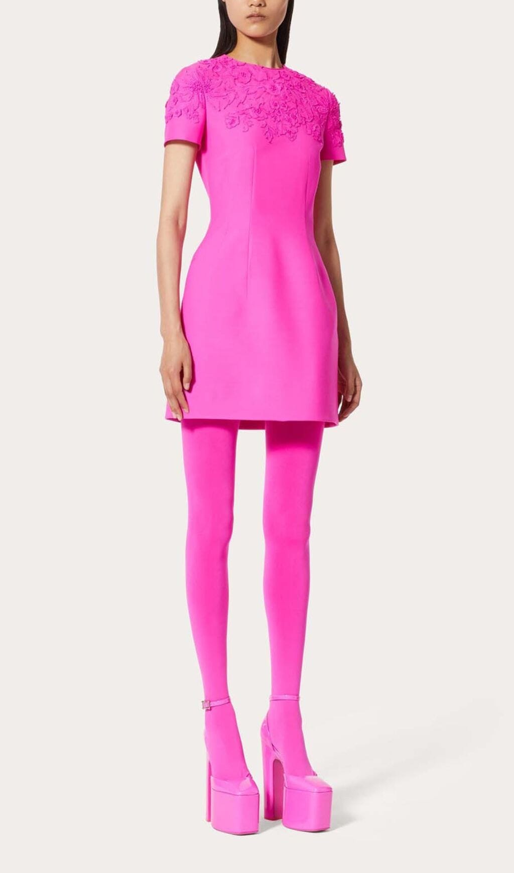 Adamina Pink Embroidered Mini Dress