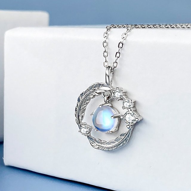 Pendant Necklace Blue Copper Women's Vintage Fashion Artistic Geometrical Leaf Round Necklace For Street Daily Holiday