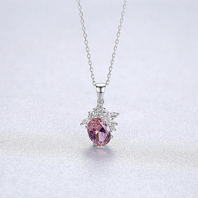 Necklace Clear Morganite Blue Copper Women's Simple Sweet Classic Luminous Wedding Geometric Necklace For Wedding Party