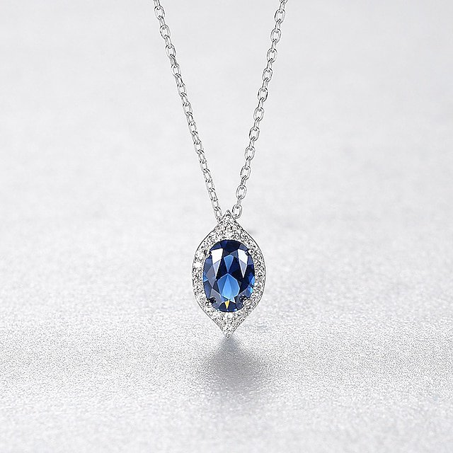 Necklace Clear Synthetic Diamond Blue Copper Women's Fashion Elegant Classic Luminous Wedding Geometric Necklace For Wedding Engagement