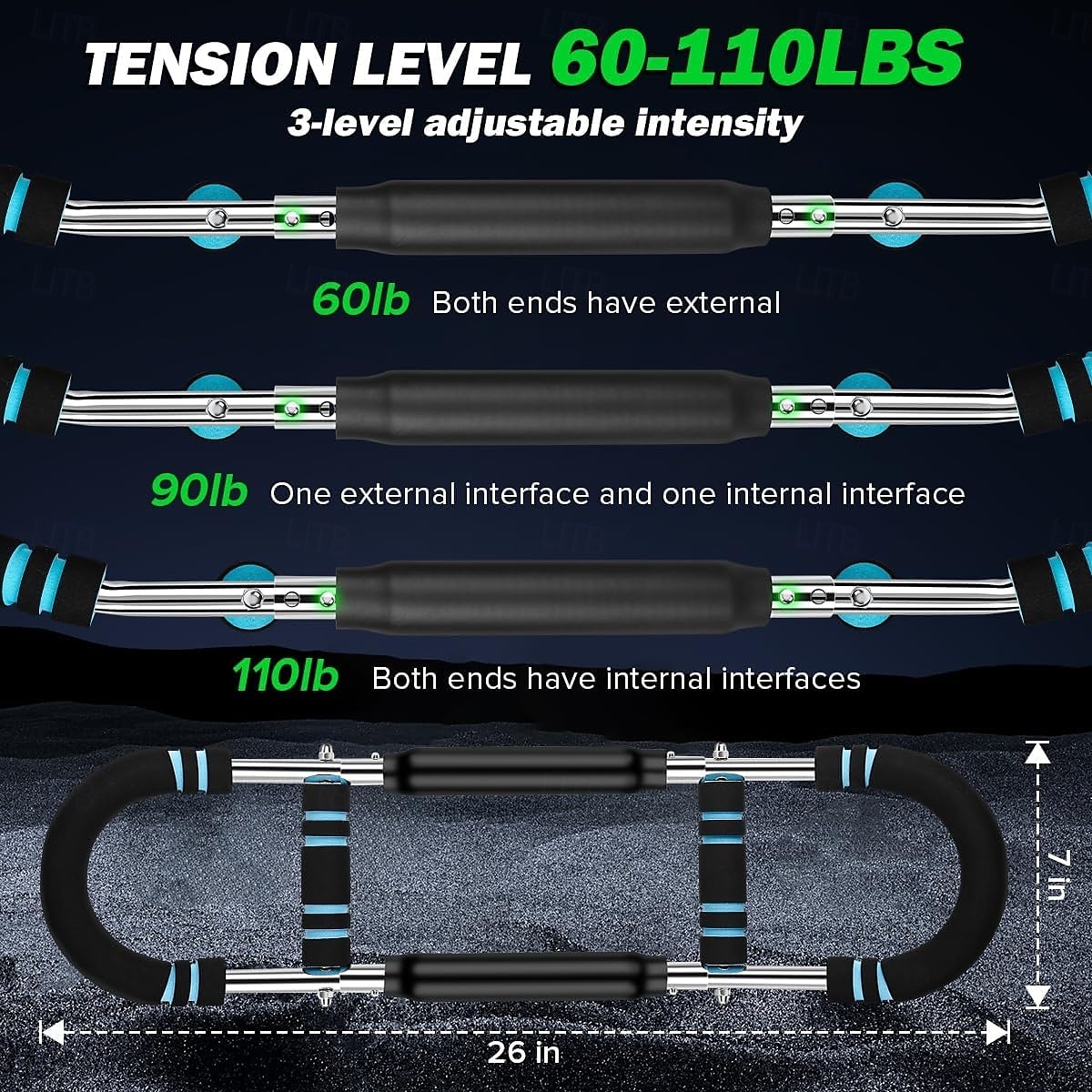 Twister Arm Exerciser, Adjustable Spring Workout Bar, Forearm Triceps Chest Enhanced Exercise Strengthener,Portable Home Fitness Equipment