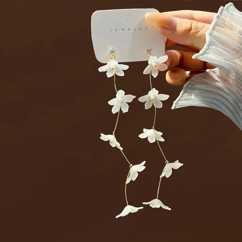 Flower Pearl Drop Earrings