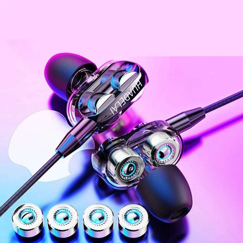 Dual Drive 6D Stereo Wired Earphone Headset Earbuds Bass 3.5mm Gaming With Mic For Video Game,HiFi Headphone Common