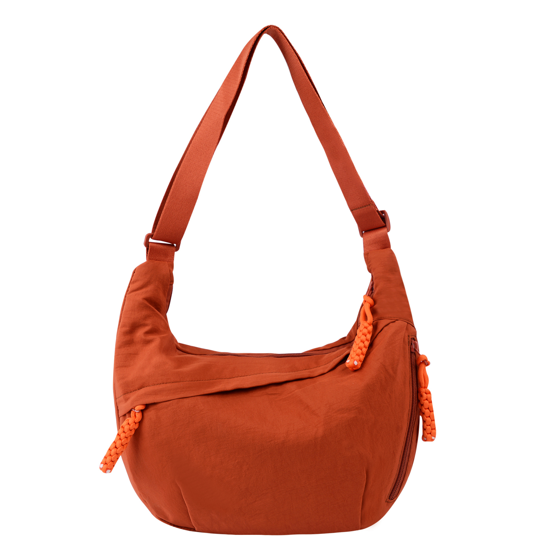 Nylon crossbody dumpling bag orange