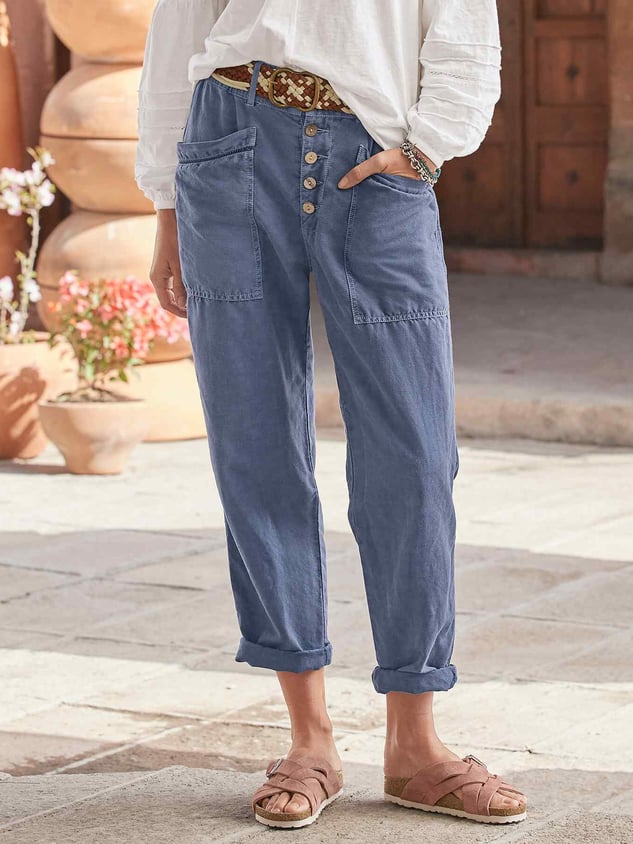 Loose Cotton Plain Casual Pants