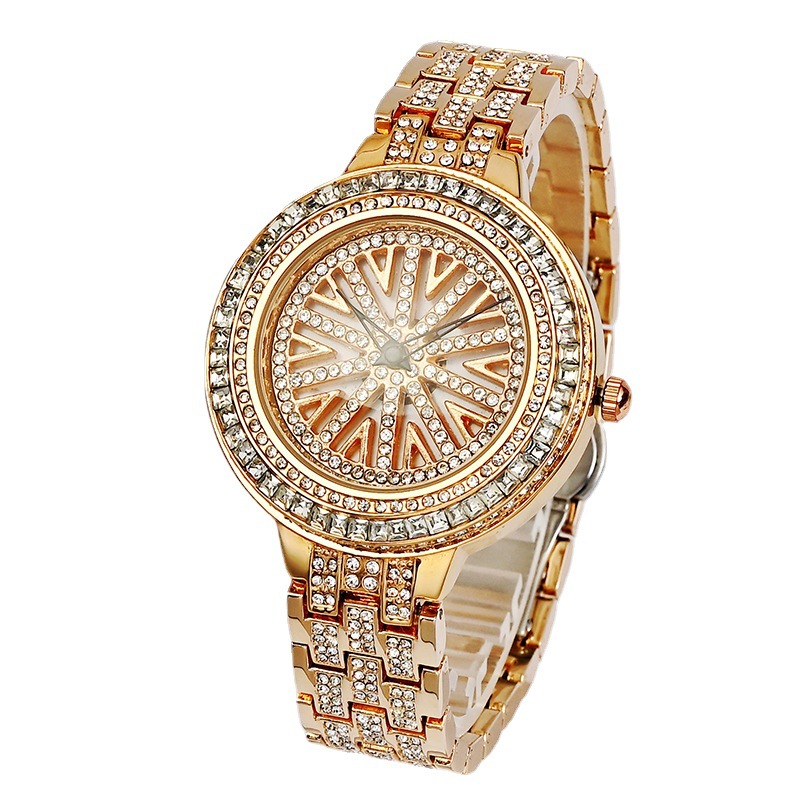Stylish Round Time Turn Watch for Women Rose Gold