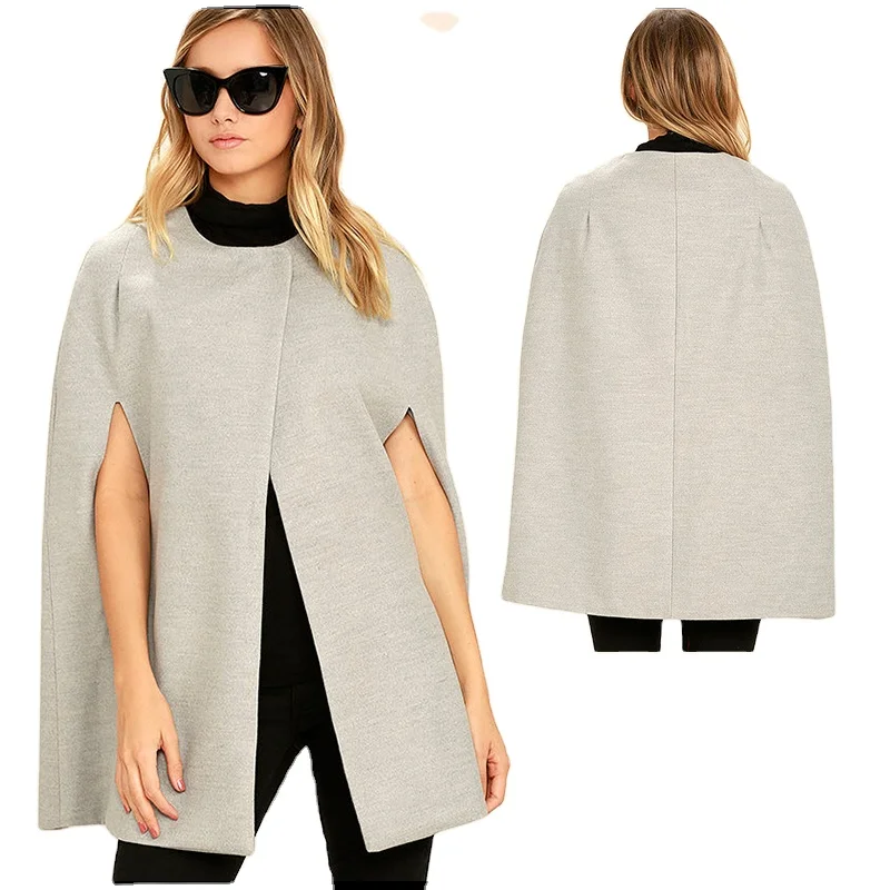 High quality women winter blank poncho coat windproof cape jacket