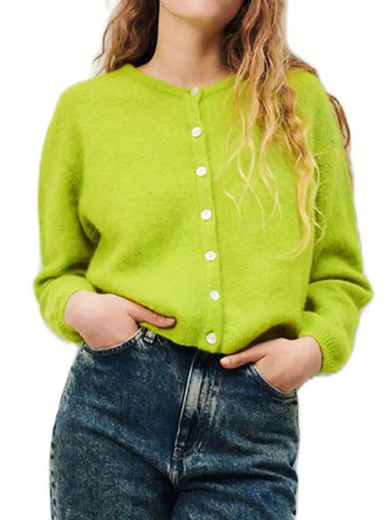 Soft Pink V-Neck Cardigan for Women