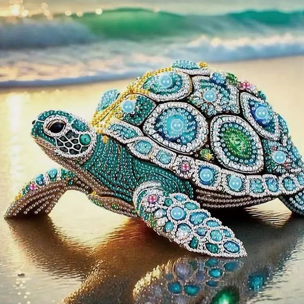 Sea Turtle Special Shape Diamond Painting Kits For Beginner,Crystal Rhinestones Diamond Dots Diamond Art Accessories DIY Diamond Art Kits For Adults For Beginner For Home Wall Decor 11.8 X 11.8inch