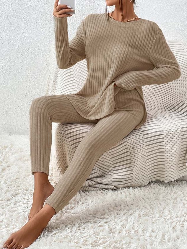 Casual Plain Loose Two-Piece Set