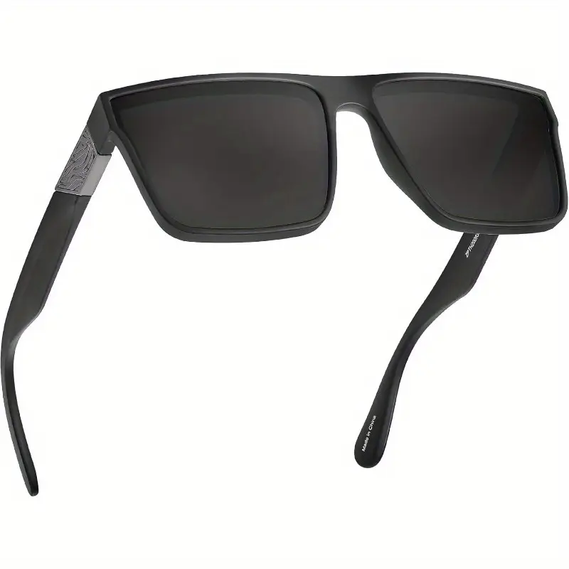 2D Flat, Retro Square Fashion Glasses Protection - Heavy Duty Glasses - BlackFramePolarizedGreyLens