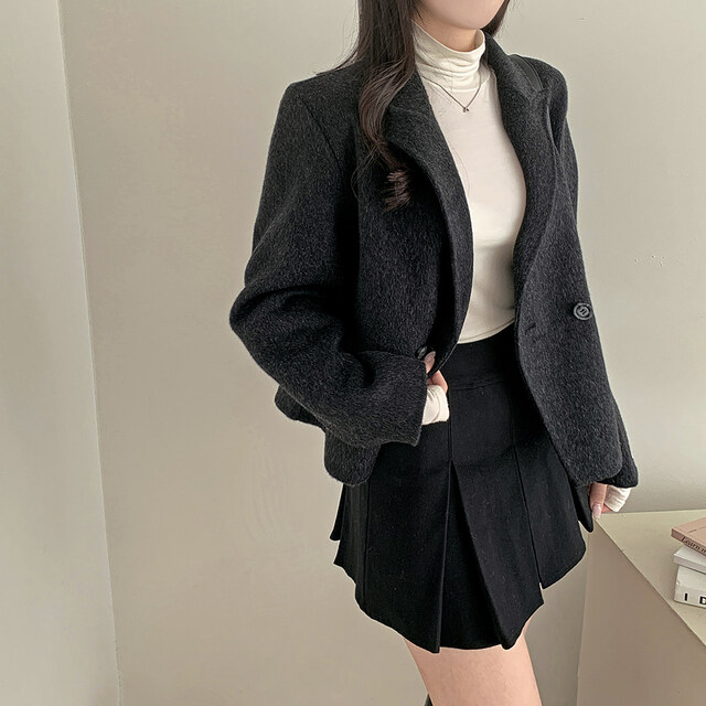 Women's Solid Color Casual Loose Woolen Jacket