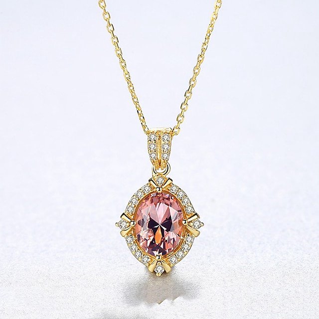 Necklace Clear Synthetic Diamond Blue Copper Women's Simple Sweet Classic Luminous Wedding Geometric Necklace For Wedding Engagement