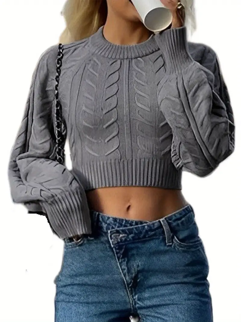 Chic Acrylic Cable Knit Crop Top for Women