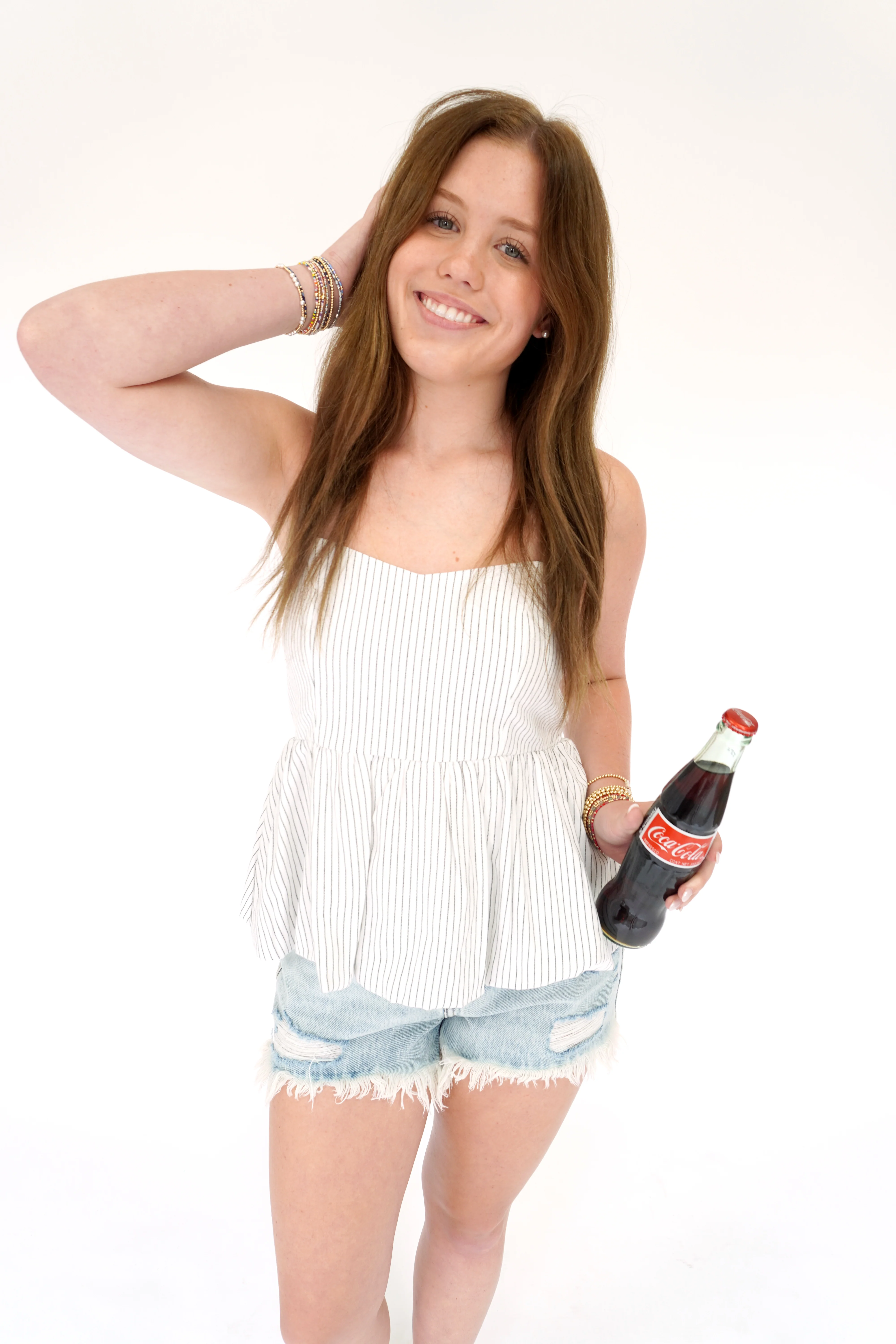 Coastal Breeze Striped Peplum Top