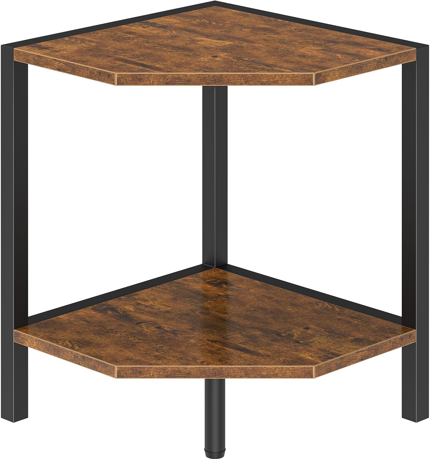 Corner Shelf Stand, 2 Tier Industrial Corner Bookshelf, Multipurpose Standing Corner Display Shelf Countertop Organizer for Living Room Kitchen Bedroom Office, Black