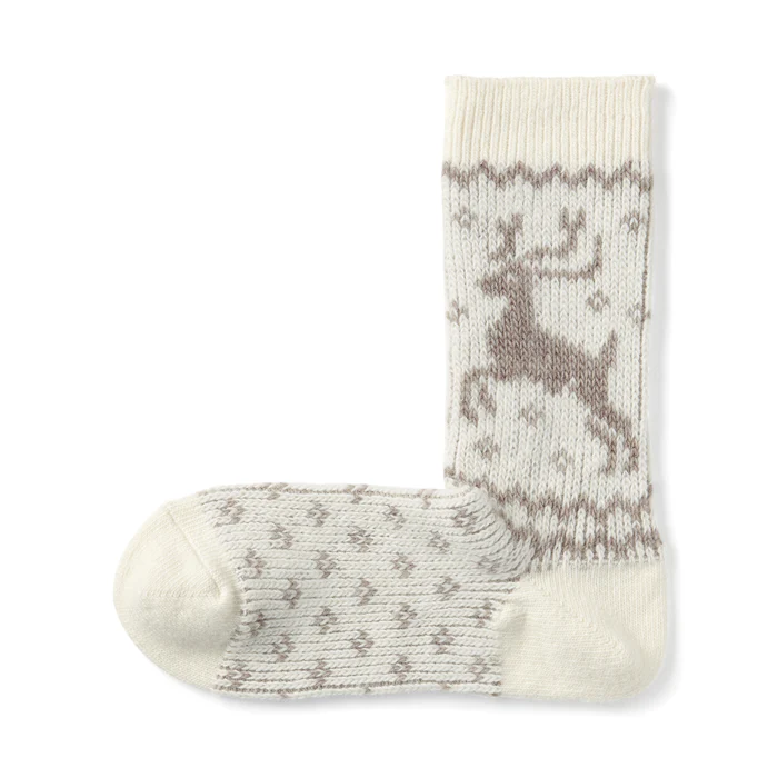 Right Angle Loose Top Reindeer Pattern Socks