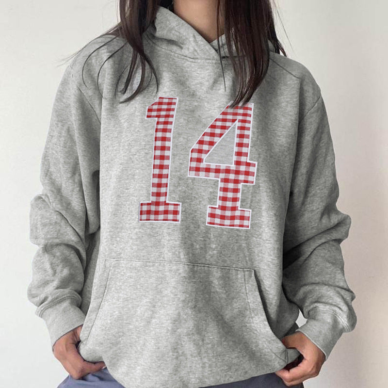European And American Embroidery Digital Hooded Sweater