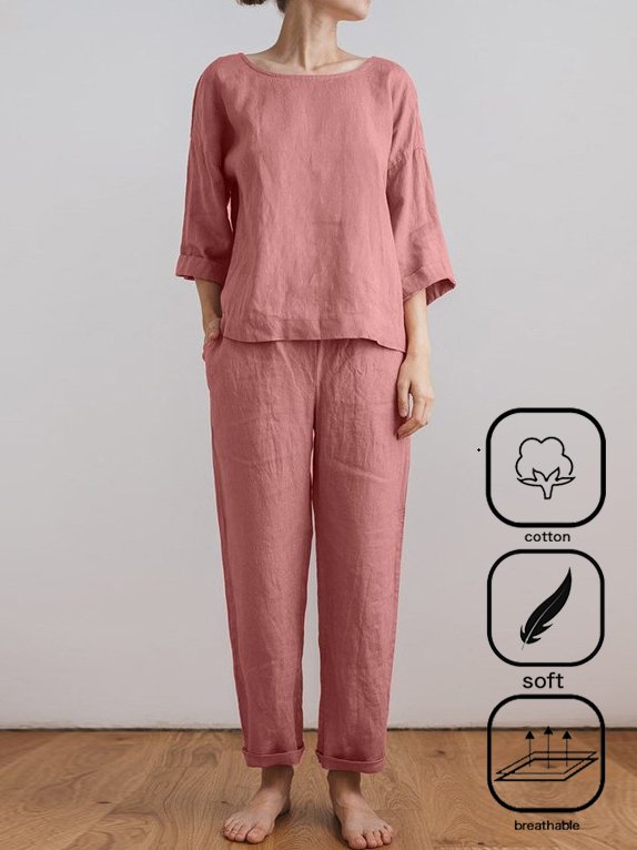 Casual Loose Crew Neck Two-Piece Set